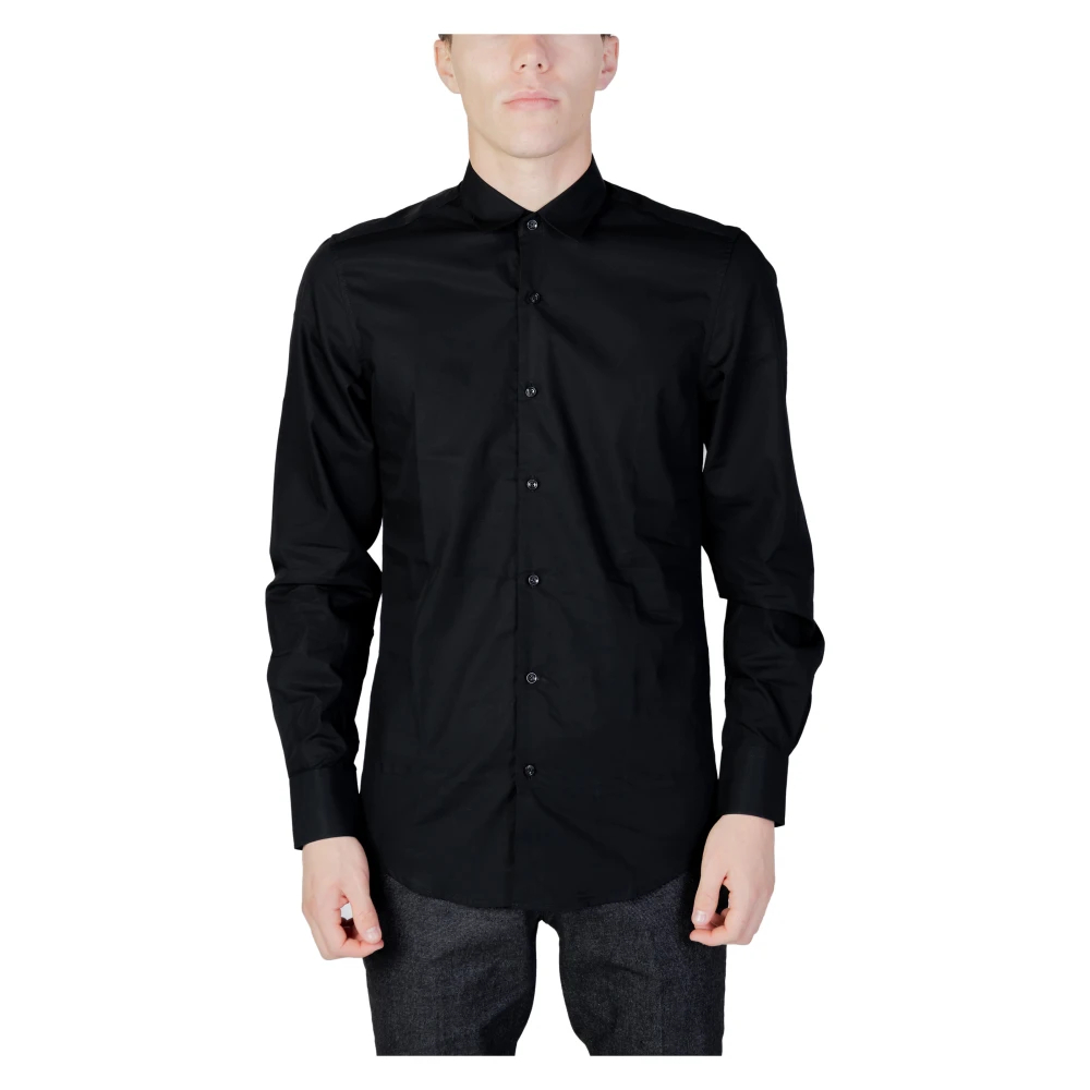 Antony Morato Herren Schwarz - Langarm Baumwollhemd Kollektion - Shirts - K -S