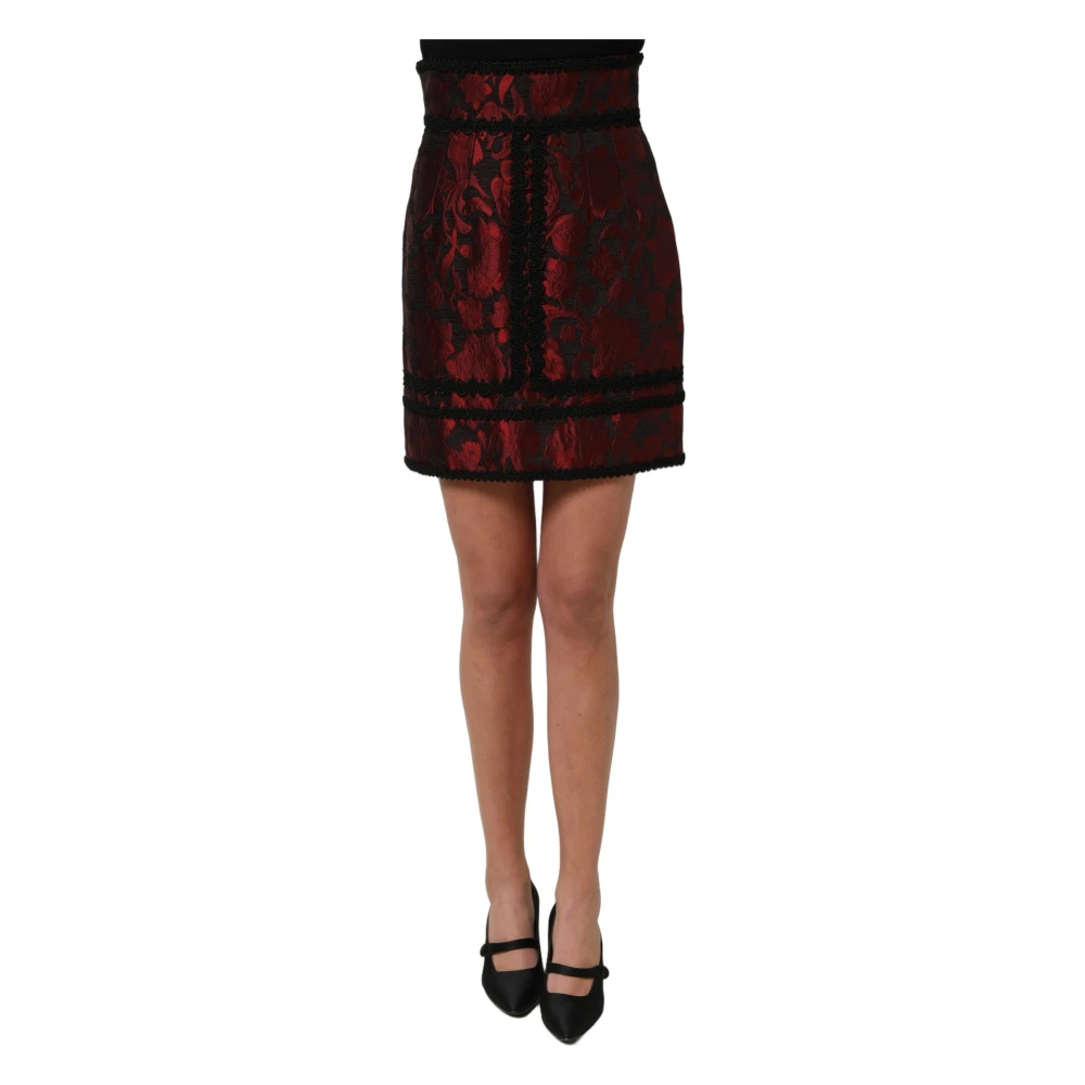 Dolce & Gabbana Damen Rot - Floraler Spitzen-Jacquard-Minirock - Skirts - 2XS