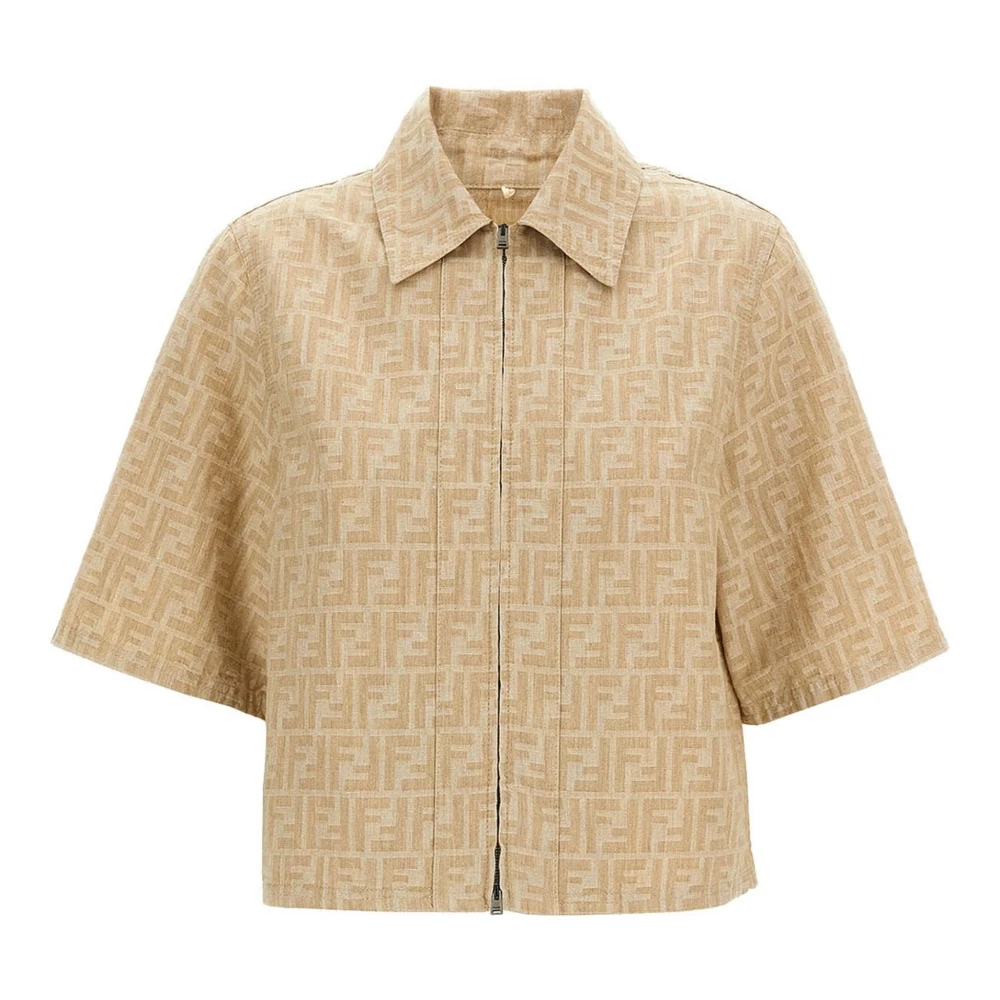 Fendi Damen Beige - Chambray Cropped Denim Jacket - Jackets - S