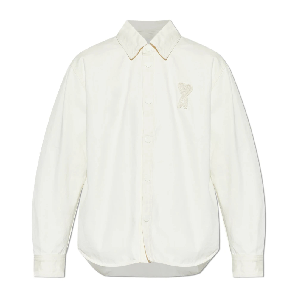 Ami Paris Herren Beige - Denimjacke Mit Logo-Patch - Jackets - L
