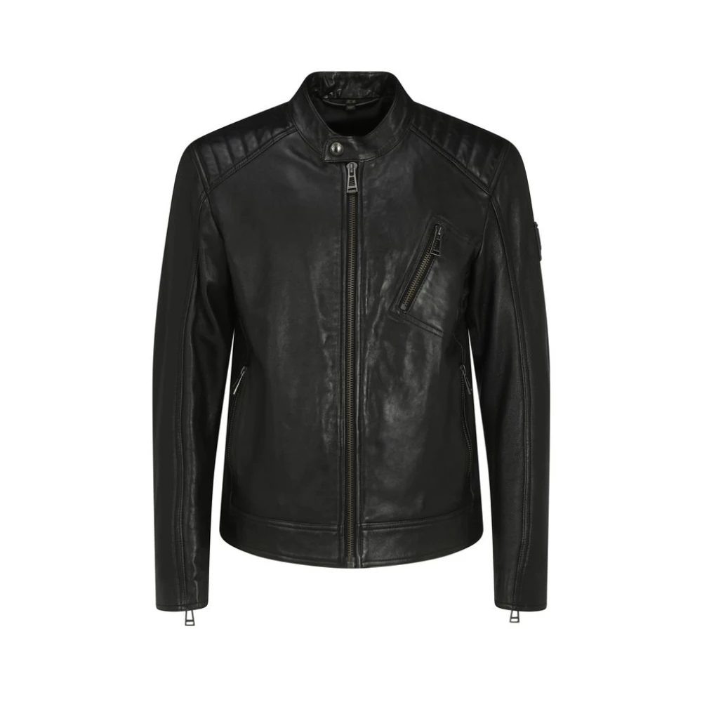 Belstaff Herren Schwarz Lederjacke Lammleder Unifarben - Bild 4