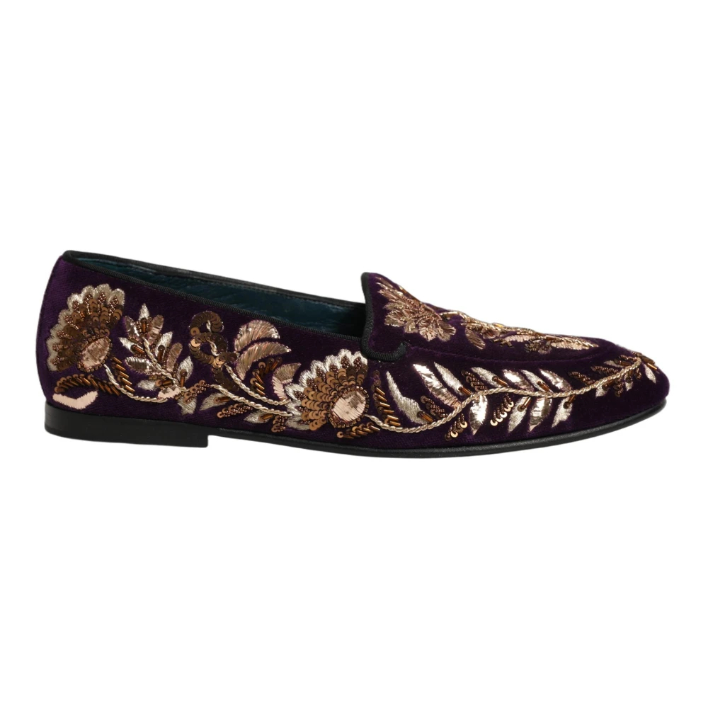 Dolce & Gabbana Herren Multicolor - Velvet Floral Embroidery Loafers - Shoes - Mehrfarbig - 42 Eu