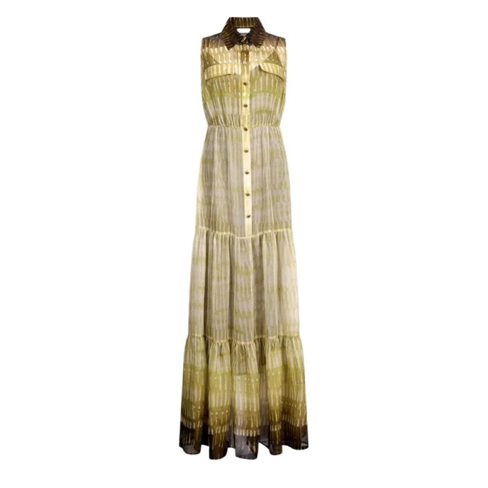 Liu Jo Damen Multicolor - Bedrucktes Chiffon-Maxikleid - Dresses - Mehrfarbig - L