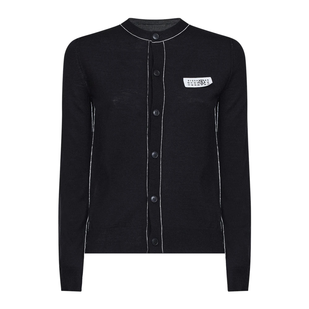MM6 | Black wool blend cardigan with contrasting trims | Women | M - Bild 7