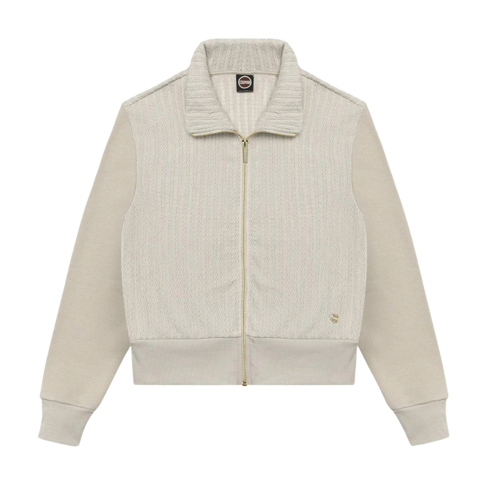 Colmar Damen Weiß - Zopfmuster-Sweatshirt Mit Reißverschluss - Sweatshirts & Hoodies - S