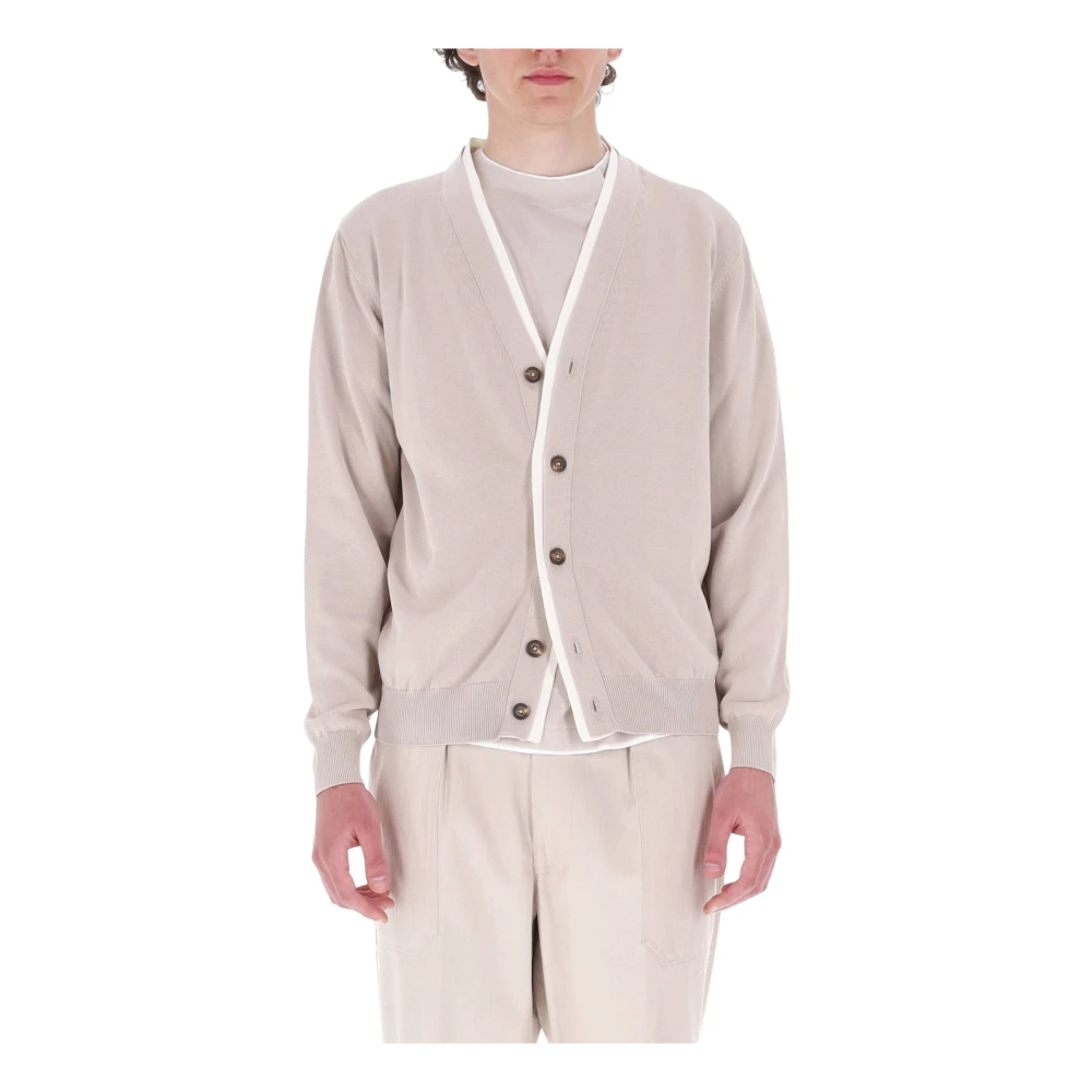Eleventy Herren Beige - English Rib Cotton Cardigan - Knitwear - M