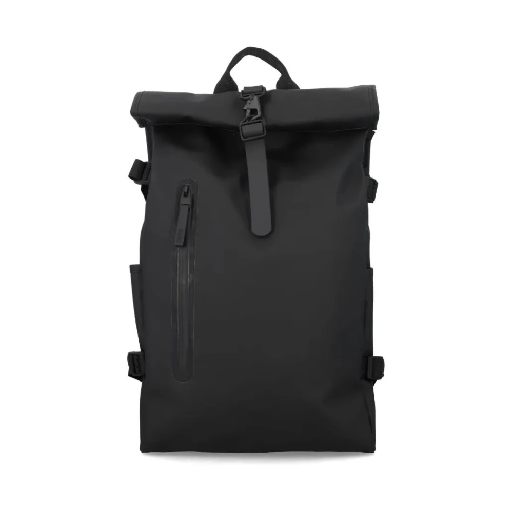 Rains Herren Schwarz - Stylischer Rolltop Rucksack - Bags - K - One Size