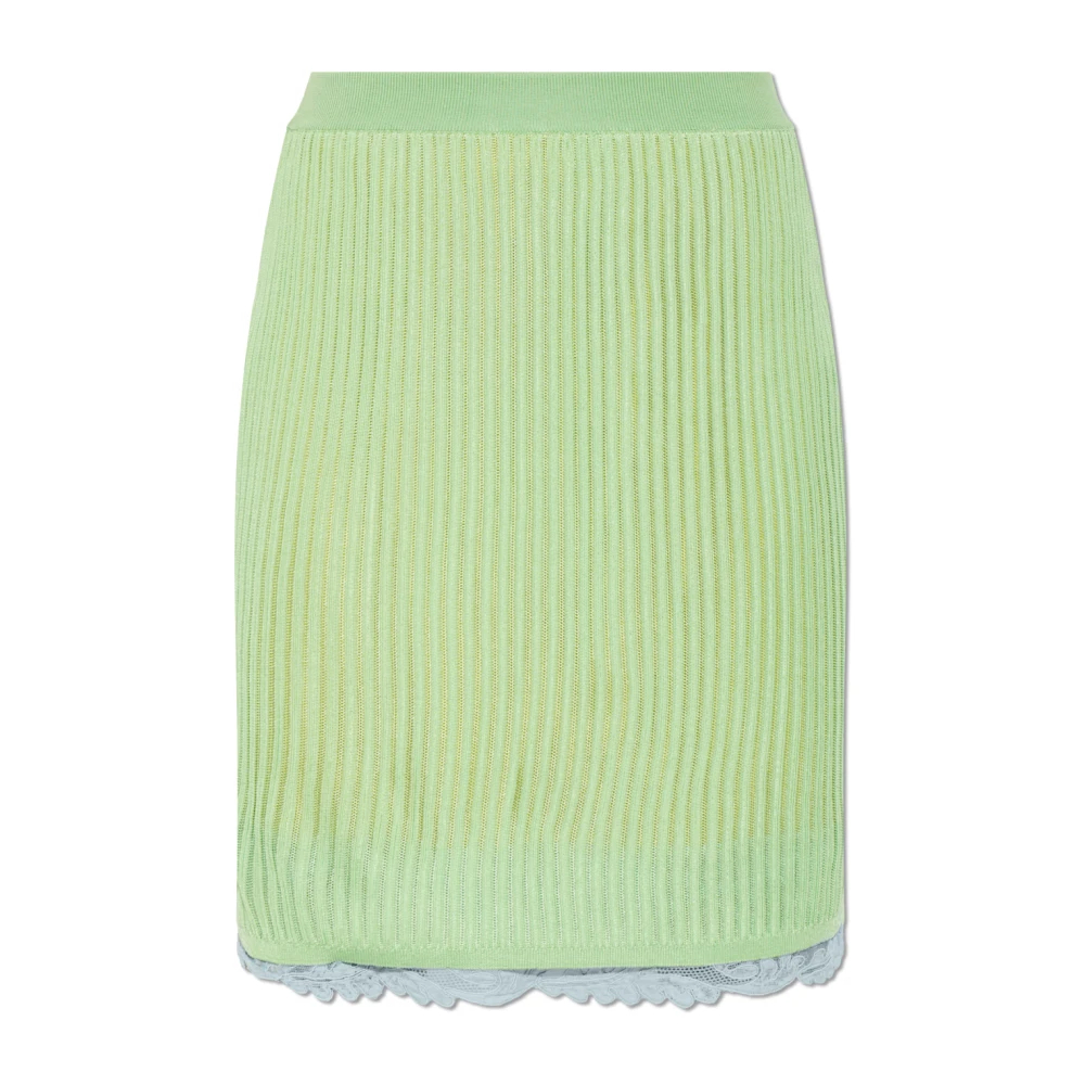 Versace Damen Grün - Rippstrickrock Mit Spitzenbesatz - Skirts - S
