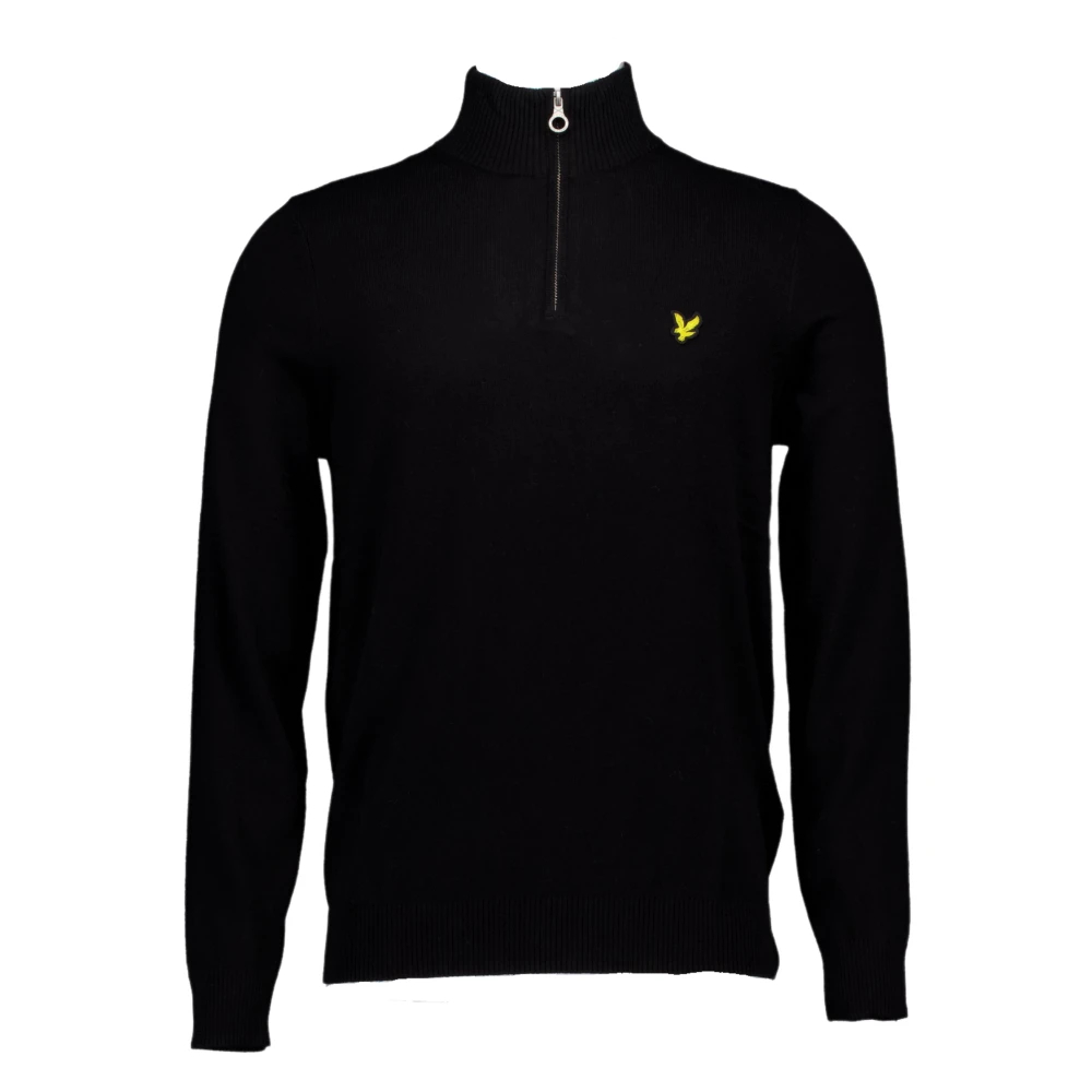 Lyle & Scott Herren Schwarz � Pullover Aus Baumwollmerinowolle Mit 1/4-Rei�Verschluss In Groß - Bild 8