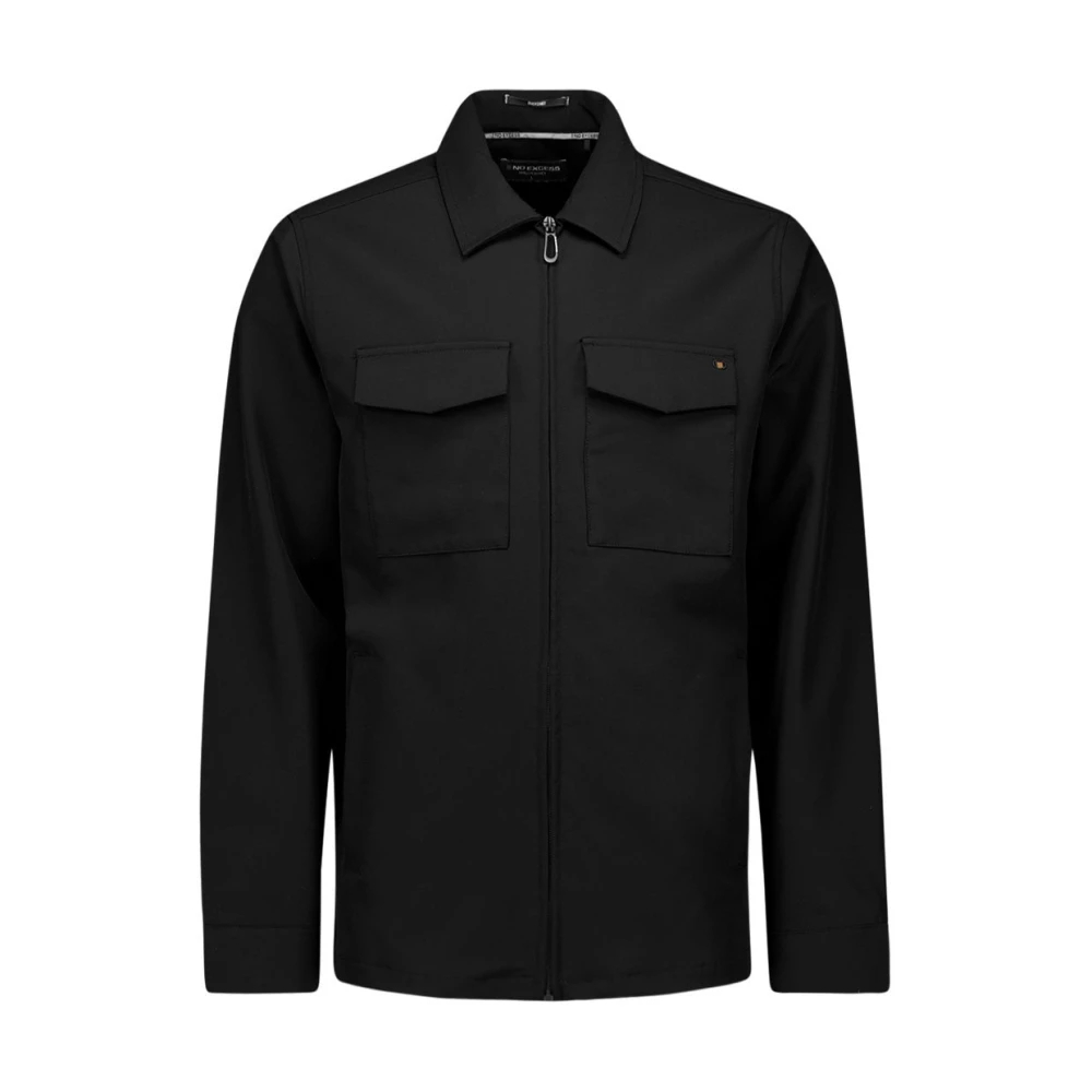 Hemden No Excess Herren Schwarz Travel Regular Fit Hemdjacke Einfarbig - Bild 3
