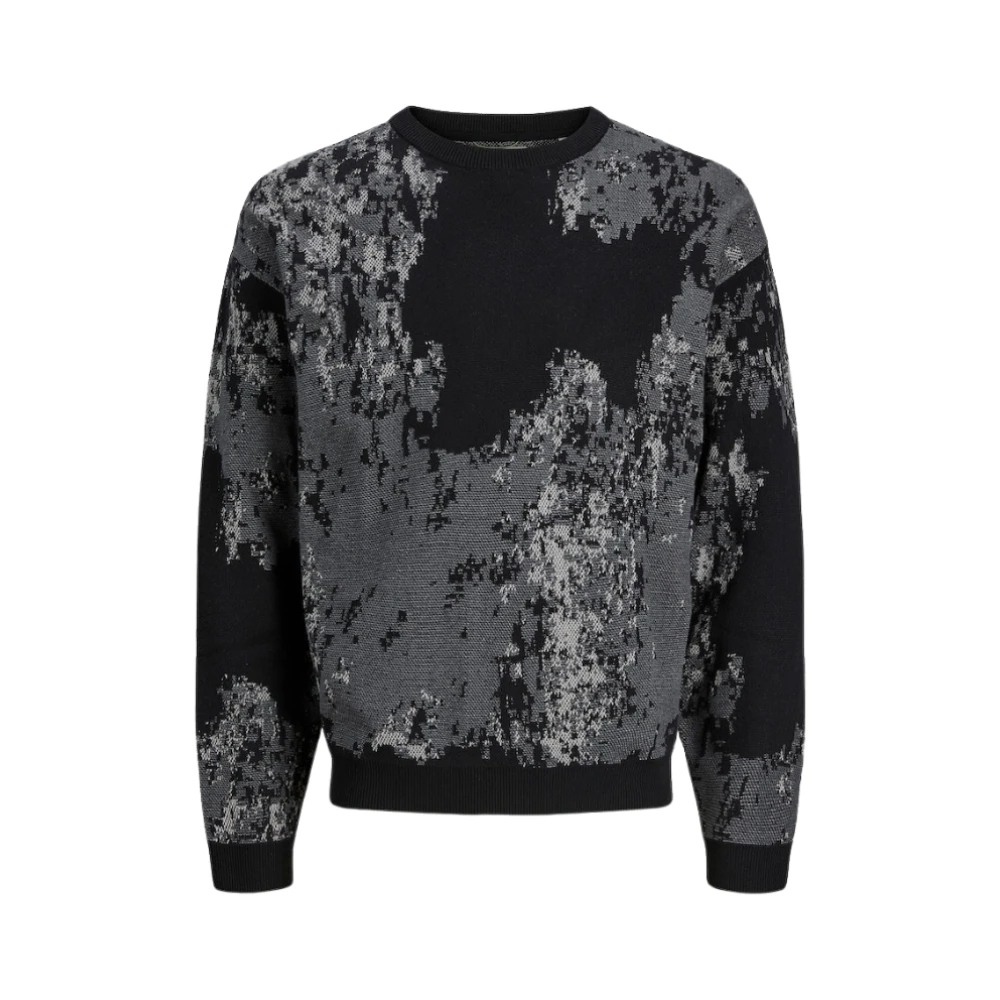 Jack & Jones Herren Schwarz - Langärmliger Baumwollpullover - Knitwear - K - S