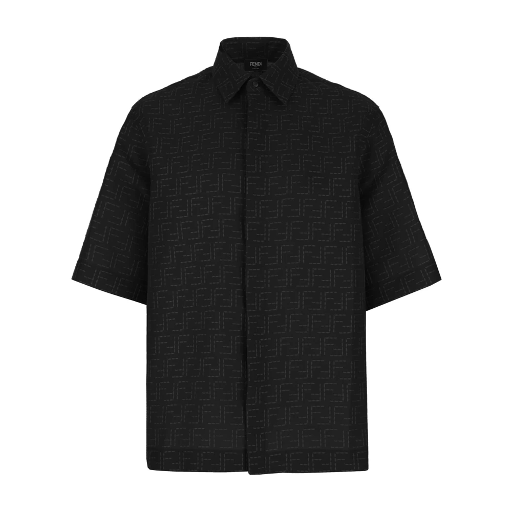 Fendi Herren Schwarz - Kurzärmeliges Hemd - Shirts - K -S