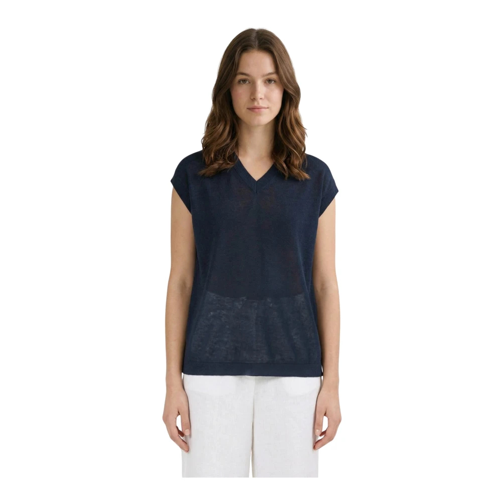 Max Mara - Ghianda V-Ausschnitt Strick-T-Shirt - Knitwear - Damen - Blau - S - Bild 6