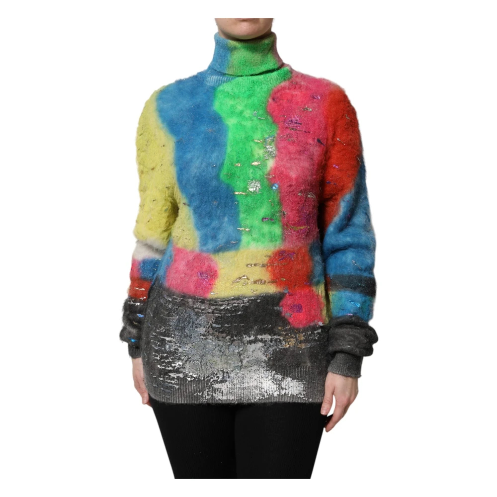 Dolce & Gabbana Damen Multicolor - Bunter Mohair Rollkragenpullover - Knitwear - Mehrfarbig - S