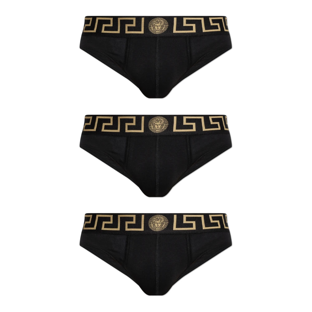 Versace Herren Schwarz - Greca Border Slips 3Er-Pack - Underwear - K -3Xl