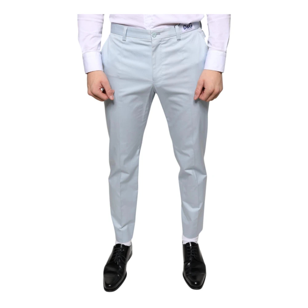 Dolce & Gabbana Herren Blau - Hellblaue Skinny Baumwollmischung Anzughose - Trousers - M