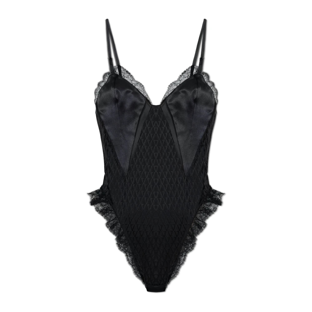 Versace Damen Schwarz - Body Mit Spitzenbesätzen - Tops - K -M