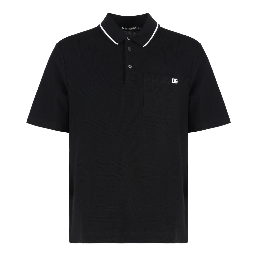 Dolce & Gabbana Herren Schwarz - Baumwoll-Piqué-Polohemd - Tops - K - M