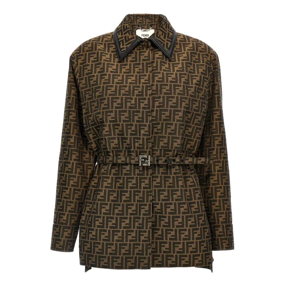Fendi Damen Braun - Ff Canvas Jacket - Coats - Xs