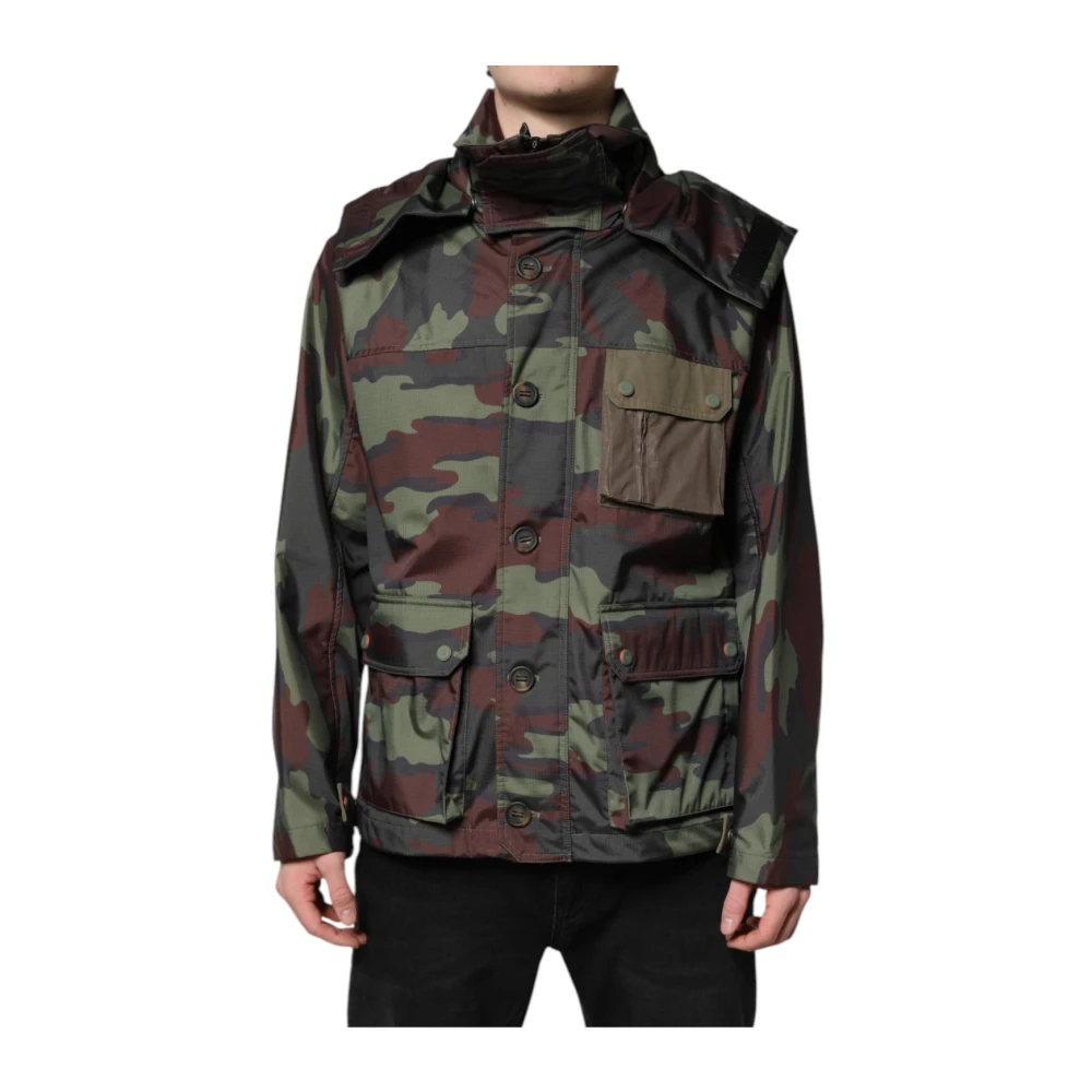 Dolce & Gabbana Herren Multicolor - Camouflage Kapuzen Windbreaker Jacke - Jackets - Mehrfarbig - 2XL