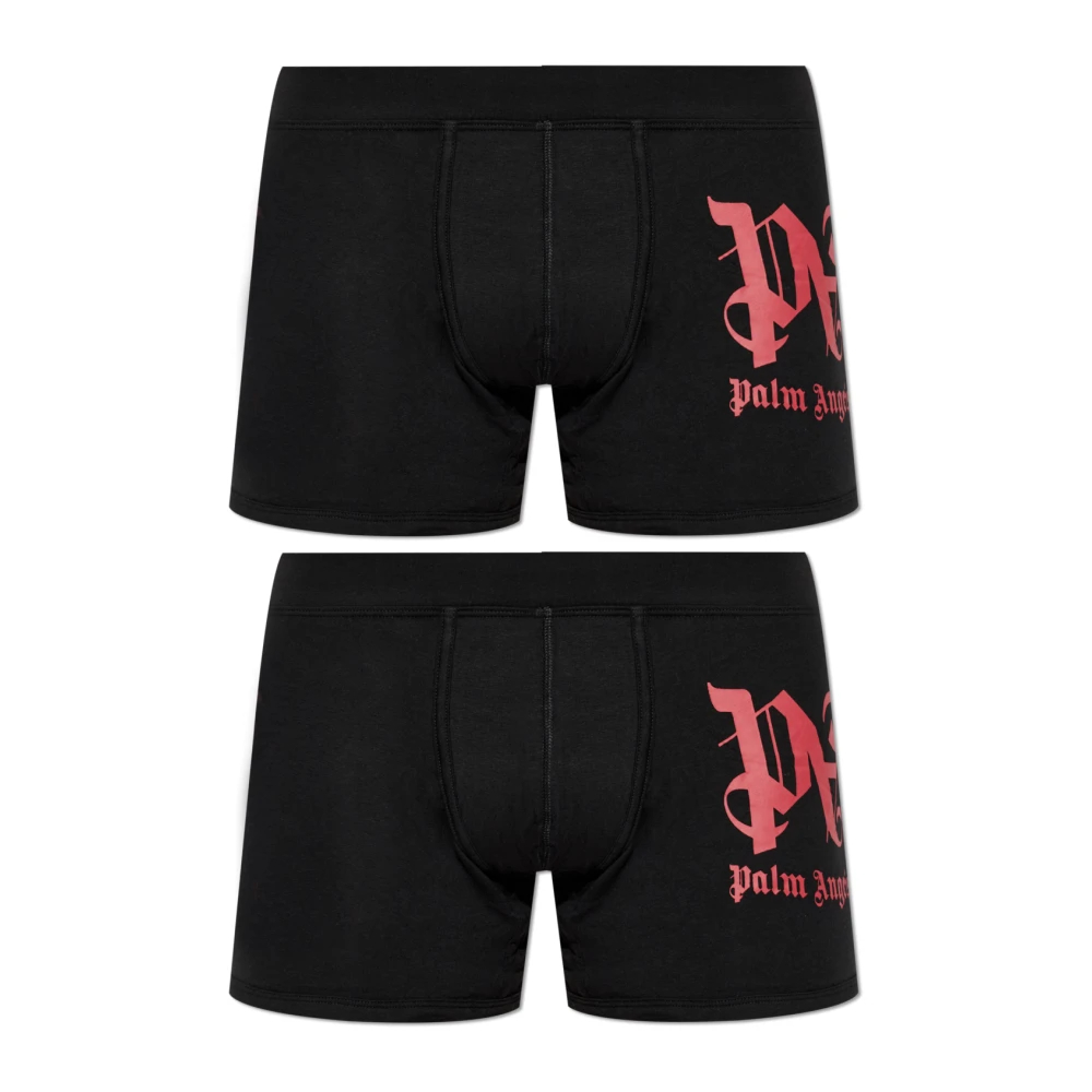 Palm Angels Herren Schwarz - Zweierpack Logo Boxer Briefs - Underwear - K - L