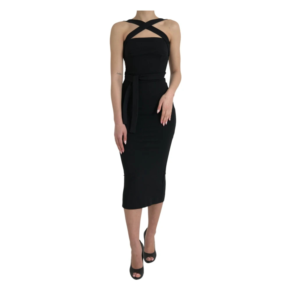 Dolce & Gabbana Damen Schwarz - Es Sheath Halter Midi Kleid - Dresses - K - S