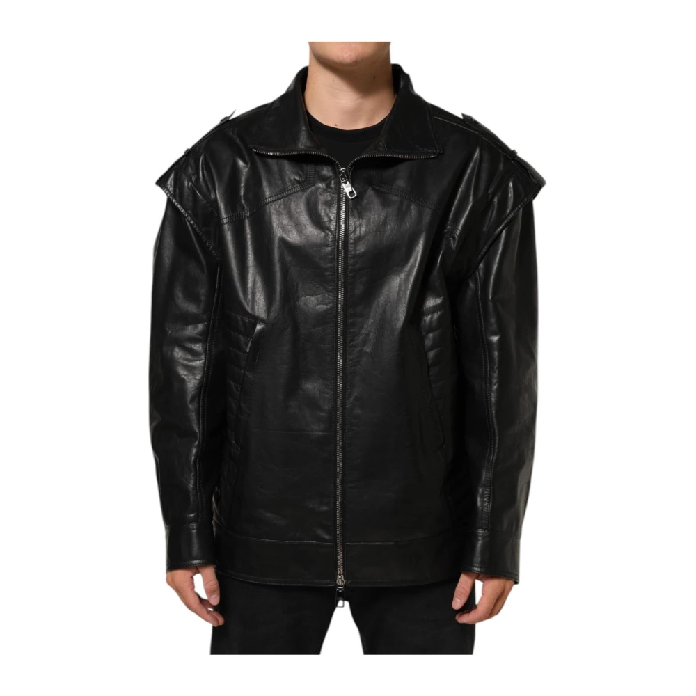 Dolce & Gabbana Herren Schwarz - Full Zip Biker Blouson Jacke - Jackets - K - 3XL