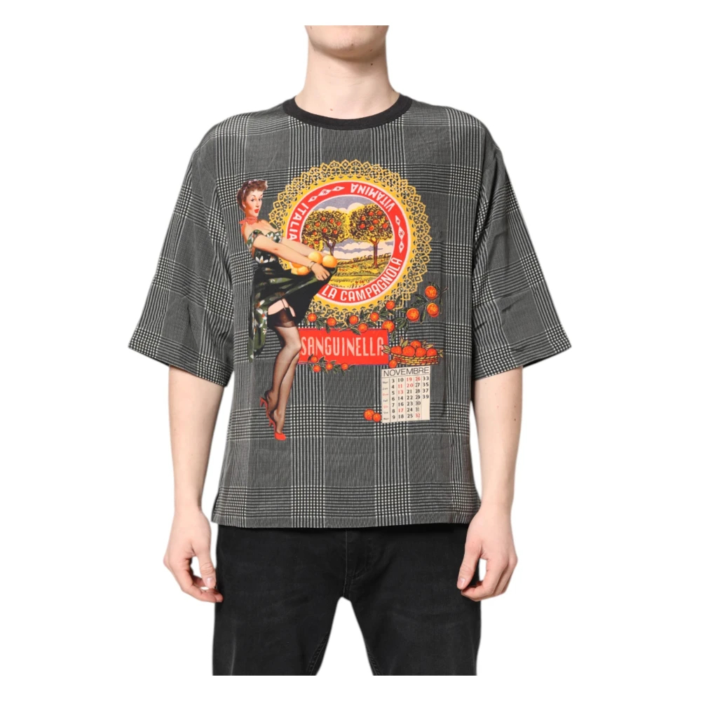 Dolce & Gabbana Herren Grau - Seiden T-Shirt Mit Grafikdruck - Tops - S