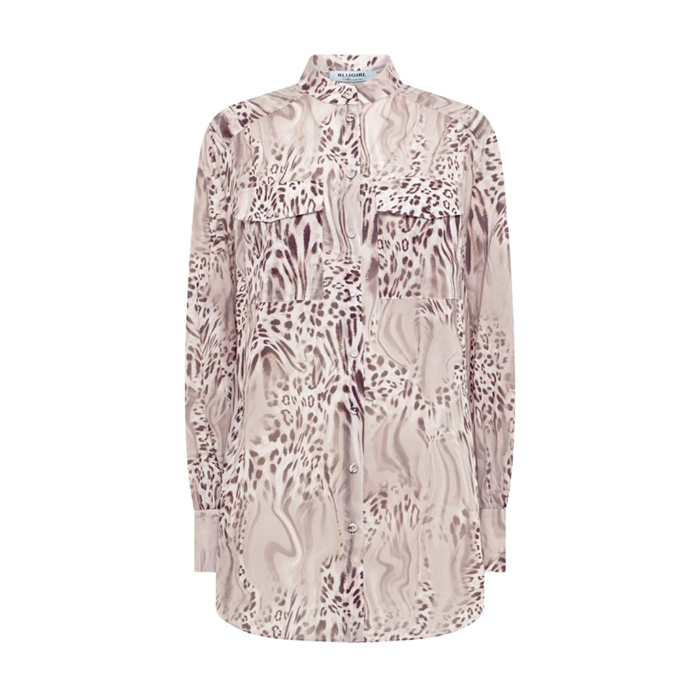 Blugirl Damen Multicolor - Camicia Over In Seta Animalier - Blouses & Shirts - Mehrfarbig - Xs