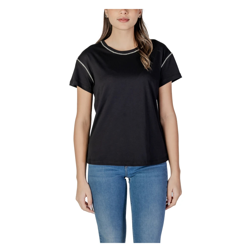 Liu Jo Damen Schwarz - Kurzärmeliges Baumwoll-T-Shirt - Tops - K - Xs