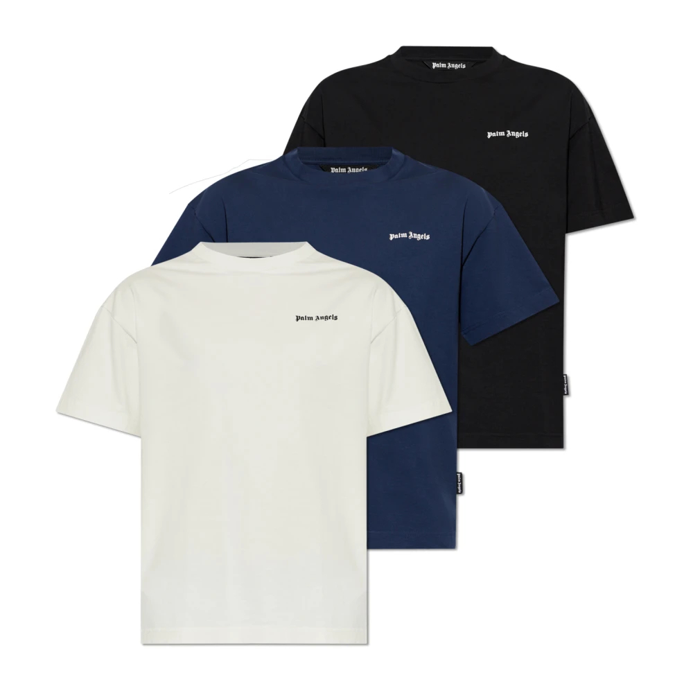 Palm Angels Herren Multicolor - Drei Logo-T-Shirts Im Pack - Tops - Mehrfarbig -L