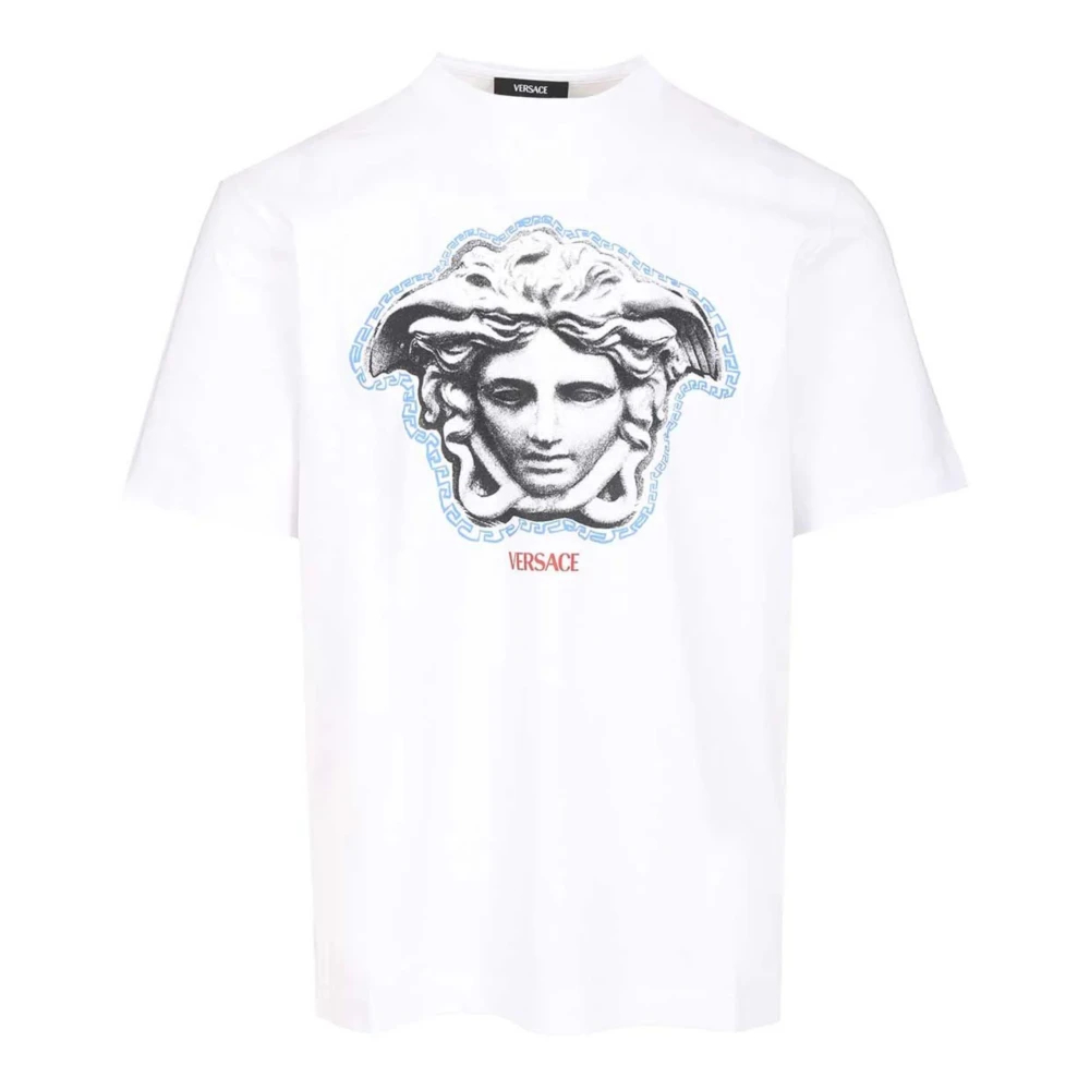 Versace Herren Weiß - Bedrucktes Regular-T-Shirt Aus Baumwolljersey - Tops - L