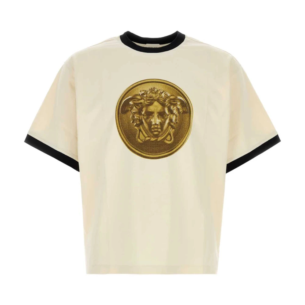 Versace Herren Weiß - Bedrucktes Regular-T-Shirt Aus Baumwolljersey - Tops - L
