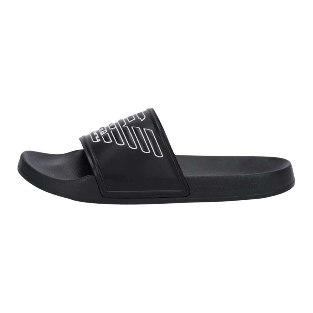 Emporio Armani Herren Schwarz - Pvc-Schieber Mit Übergroßem Adler - Shoes - K - 42 Eu