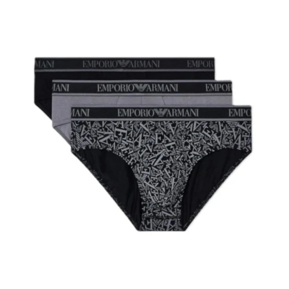 Emporio Armani Herren Multicolor - Dreierpack Slips Mit Core Logo-Bund - Underwear - Mehrfarbig - S