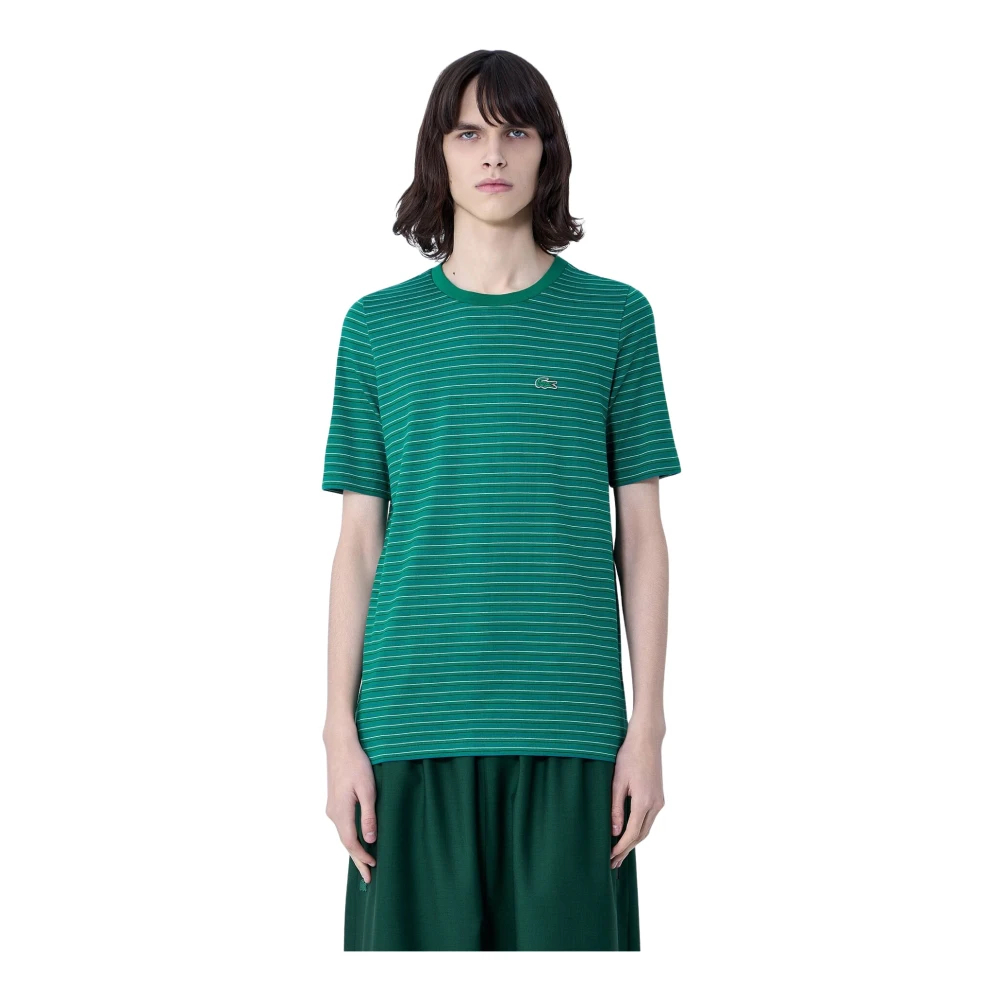 Lacoste Herren Grün - Gestreiftes T-Shirt Aus Baumwolljersey - Tops - Xl