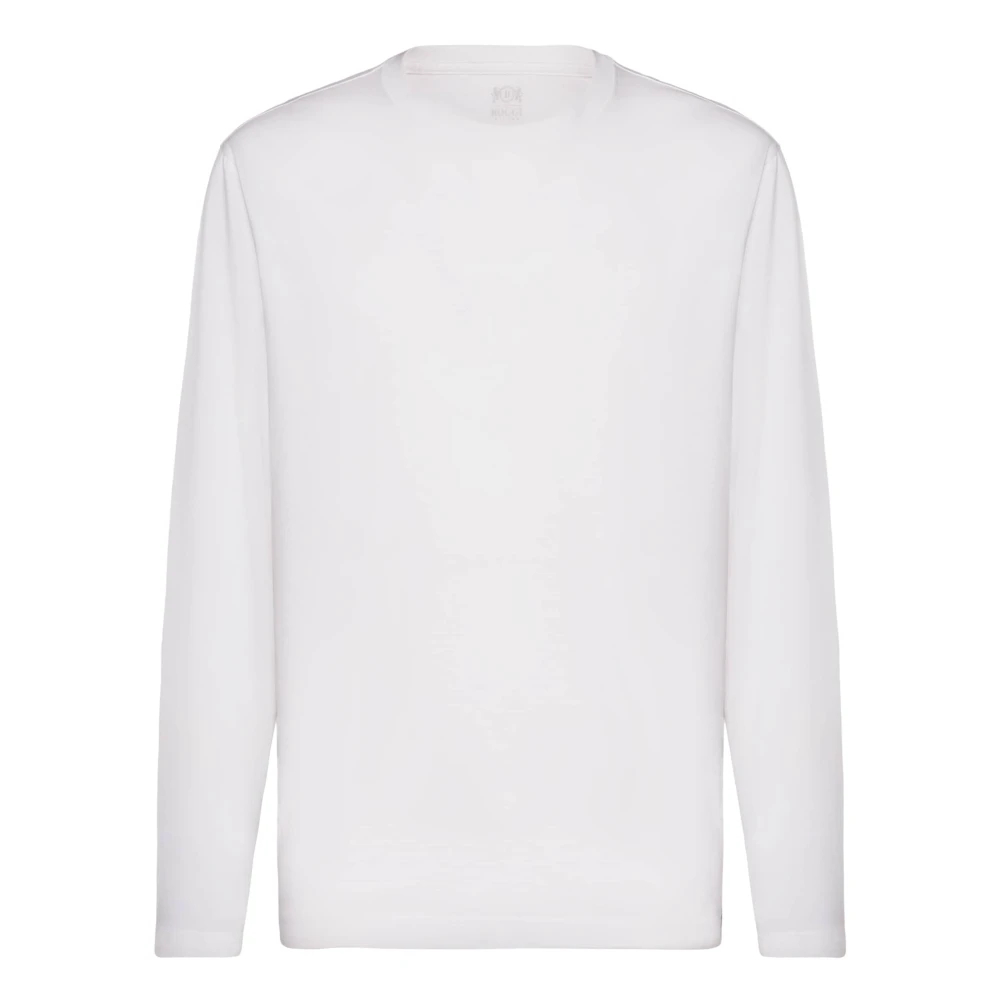 Boggi Milano Herren Weiß - Langärmeliges Pima-Baumwoll-Jersey-T-Shirt - Tops - M