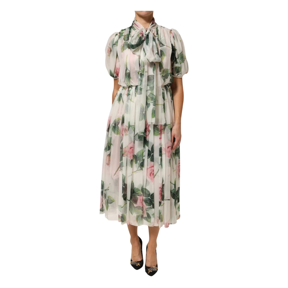 Dolce & Gabbana Damen Multicolor - Midi Kleid Mit Kurzen Ärmeln - Dresses - Mehrfarbig -S