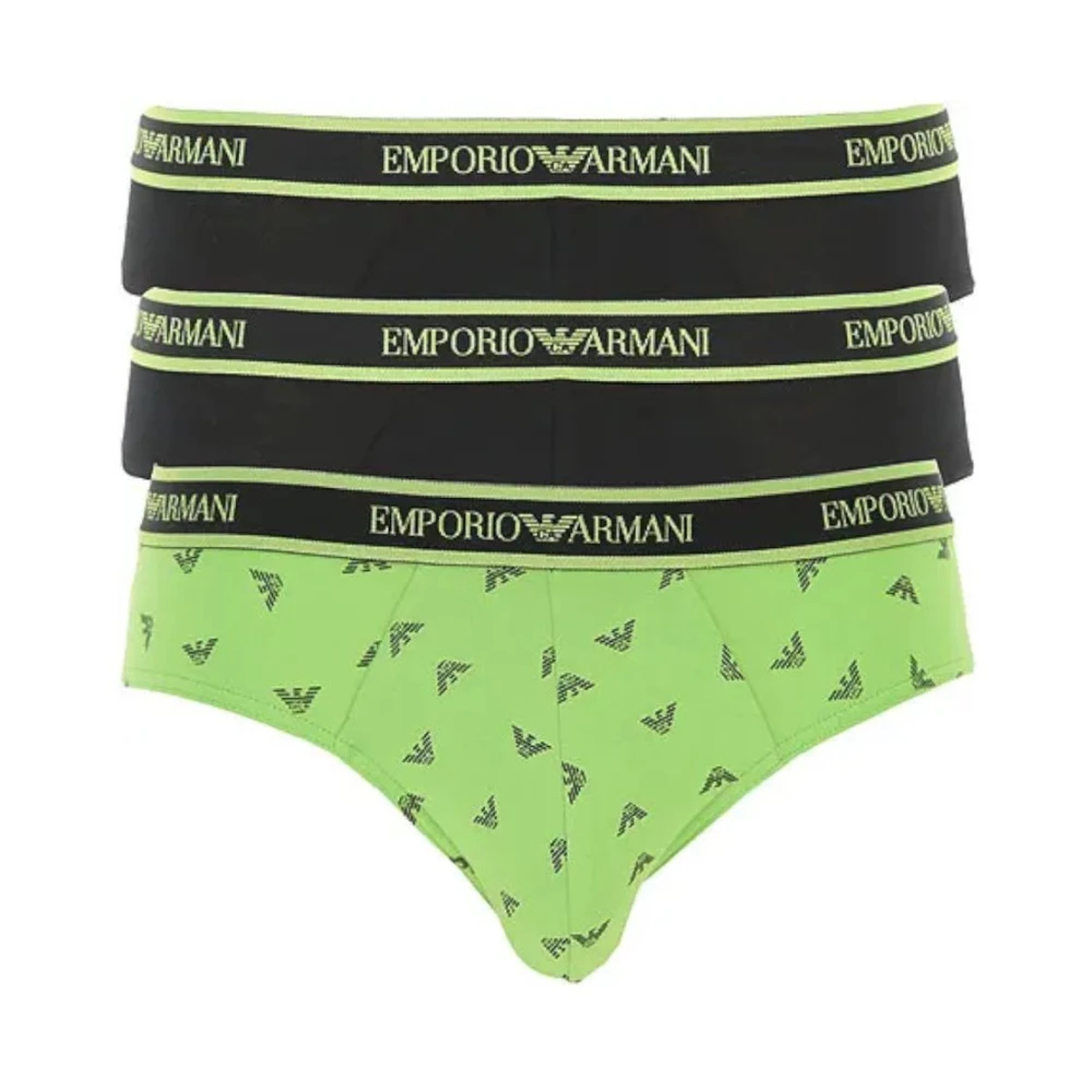 Emporio Armani Herren Grün - Dreierpack Slips Mit Logo-Bund - Underwear - S