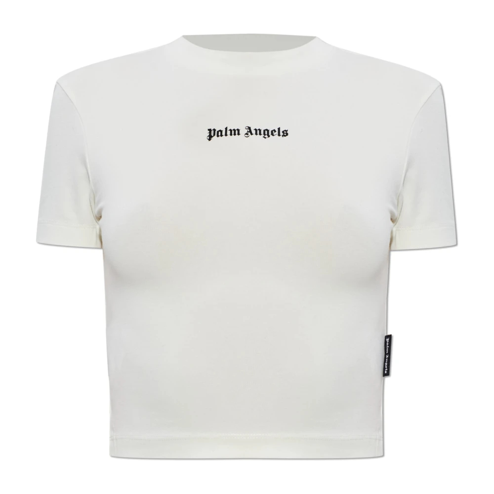 Palm Angels Damen Weiß - Kurzes Top Mit Gedrucktem Logo - Tops - M