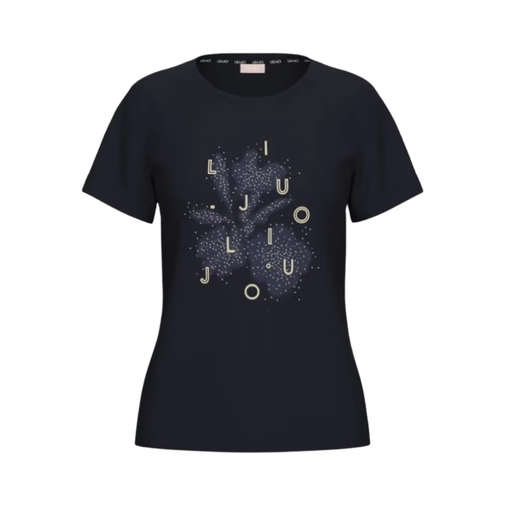 Liu Jo Damen Blau - Jersey T-Shirt Mit Logo-Verzierung - Tops - 2XS