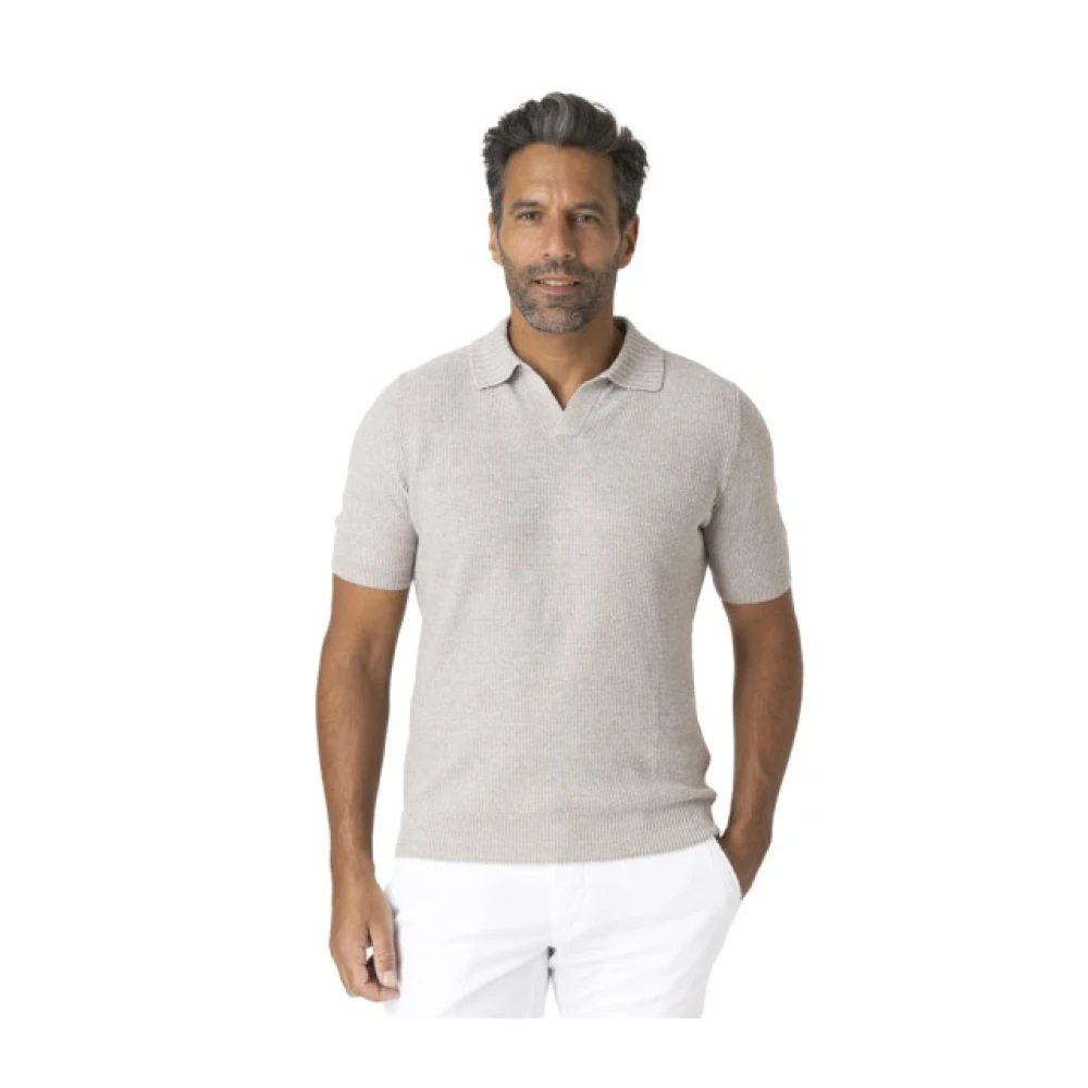 Gran Sasso Herren Beige - Gehäkeltes Strick Skipper Kragen Polo - Knitwear - L
