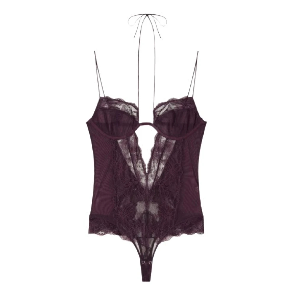 Patrizia Pepe Damen Schwarz - Body-Top Aus Spitze Und Tüll - Tops - K - L