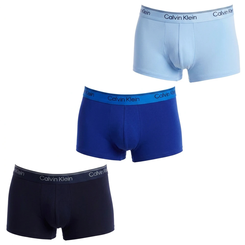 Calvin Klein Herren Schwarz/Blau 3P Microfibre Stretch Low Rise Trunks Polyester Medium - Bild 4