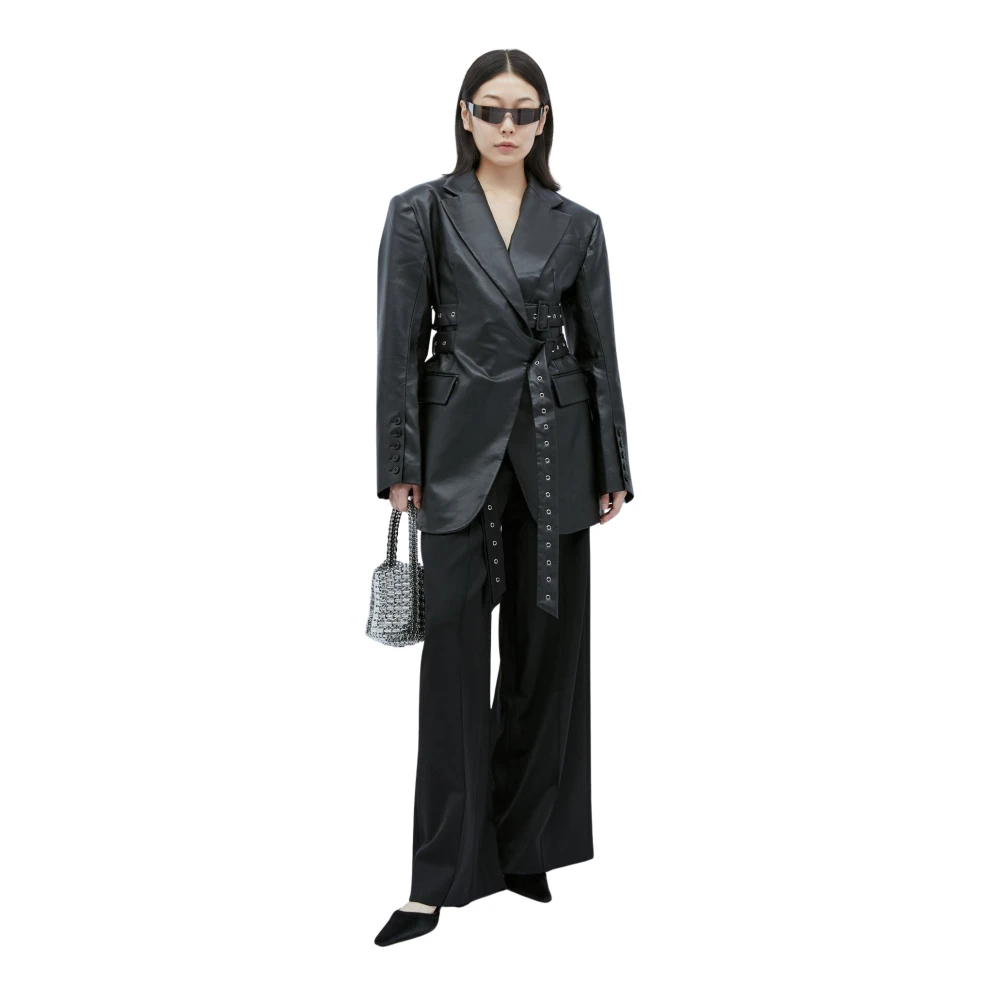 Rokh Damen Schwarz - Triple Belt Faux Leather Blazer - Jackets - K - Xs