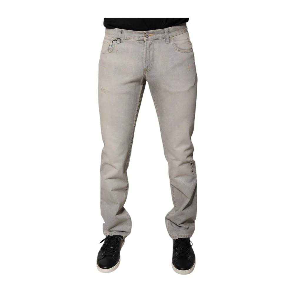 Dolce & Gabbana Herren Grau - E Skinny Denim Jeans Mit Logo - Trousers - Xs