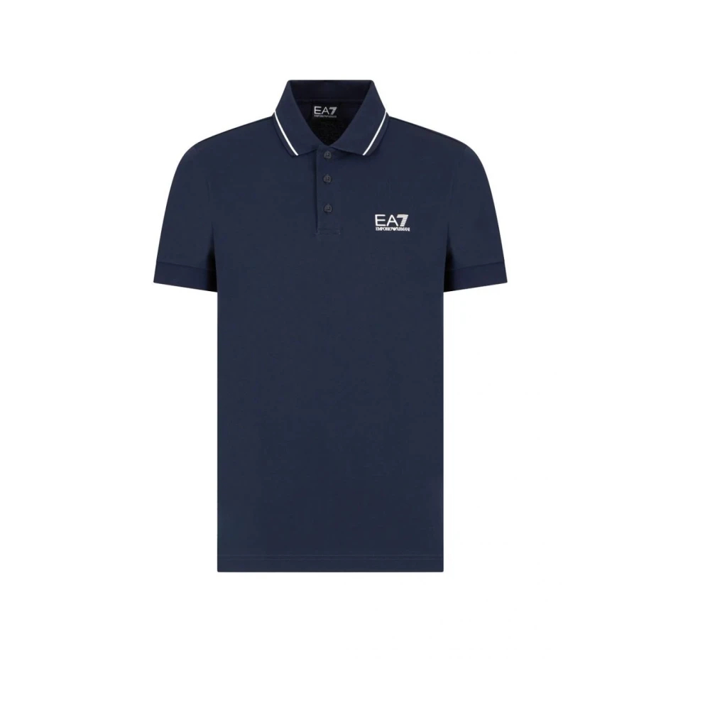Emporio Armani Ea7 - Dunkelblaues Poloshirt Mit Weißer Paspelierung - Tops - Herren - Blau - S - Bild 10