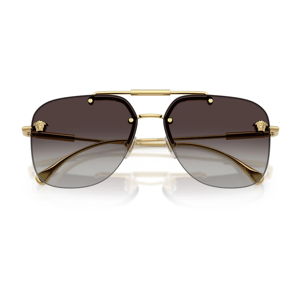Versace Damen Gold Ve2296 100284 Sonnenbrillen Metall Grau Quadratisch Normal Nuanciert - Bild 12