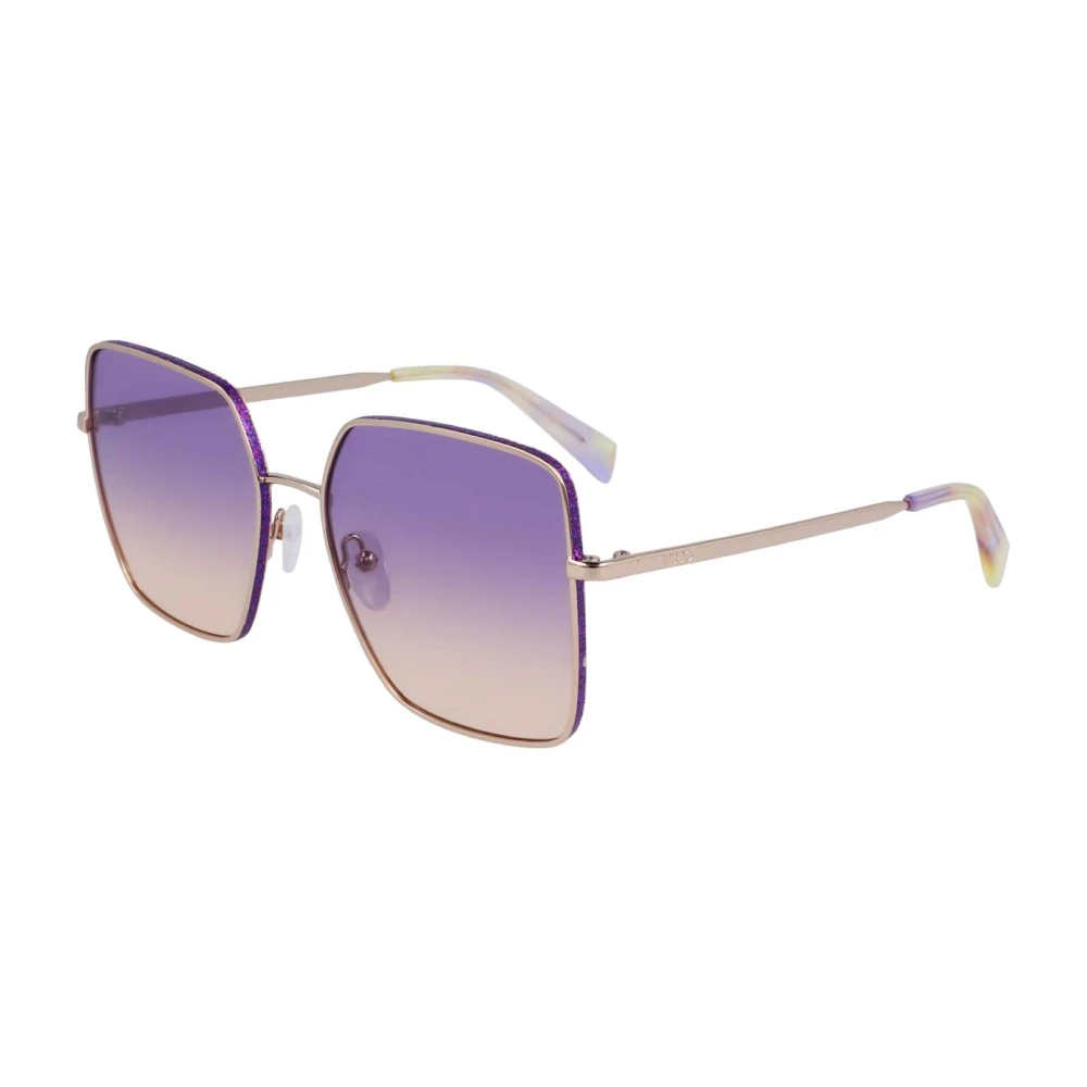 Liu Jo Damen Gold Lj158s 722 Sonnenbrillen Metall Violett Quadratisch Normal Schattiert - Bild 4