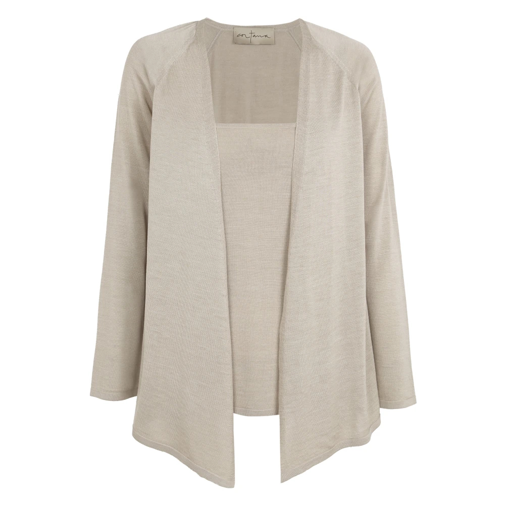 Cortana Damen Beige - Seidenstrick-Cardigan - Knitwear - 2XS